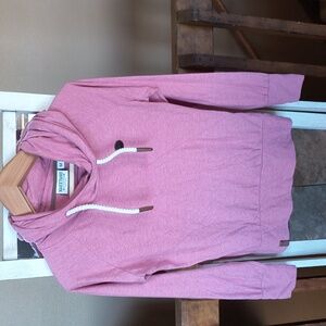 Naketano Hooded Top Heathered Dusty Rose White Long Sleeve Lightweight Hoodie M